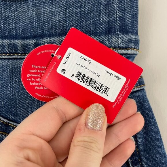 Spanx Seamed Front Wide Leg Jeans in Vintage Indigo Size 2X Petite - Picture 5 of 7